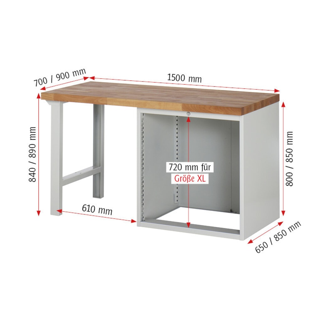 RAU Établi série 7000, 1 caisson, HxlxP 890 x 1 500 x 900 mm, 5 tiroirs extractibles à 90% 1 x 60, 1 x 90, 2 x 150, 1 x 270 mm, capacité de charge des tiroirs 100 kg N° de l'image du produit 6 : RAU Établi série 7000, 1 caisson, HxlxP 890 x 1 500 x 900 mm, 5 tiroirs extractibles à 90% 1 x 60, 1 x 90, 2 x 150, 1 x 270 mm, capacité de charge des tiroirs 100 kg