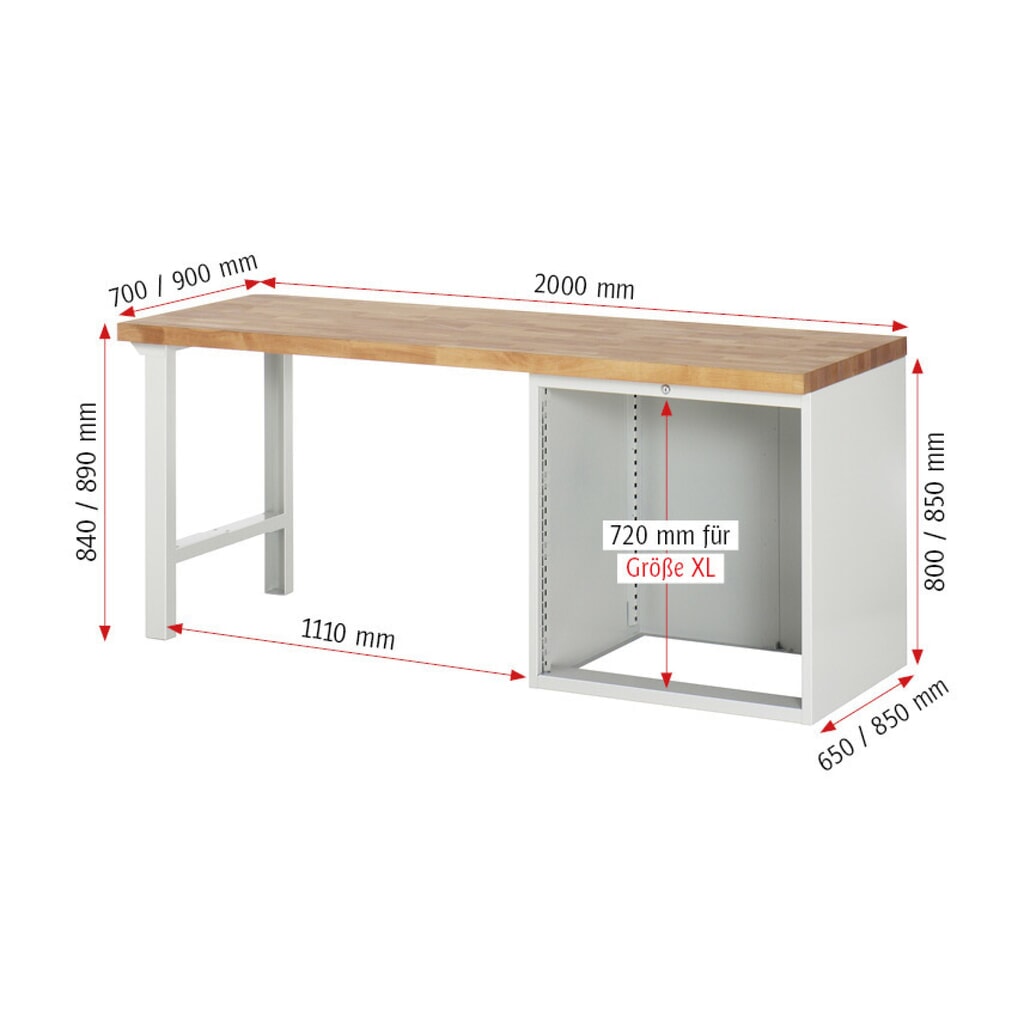 RAU Établi série 7000, 1 caisson, HxlxP 840 x 2 000 x 900 mm, 5 tiroirs extractibles à 90% 2 x 120, 2 x 150, 1 x 180 mm, capacité de charge des tiroirs 100 kg N° de l'image du produit 5 : RAU Établi série 7000, 1 caisson, HxlxP 840 x 2 000 x 900 mm, 5 tiroirs extractibles à 90% 2 x 120, 2 x 150, 1 x 180 mm, capacité de charge des tiroirs 100 kg