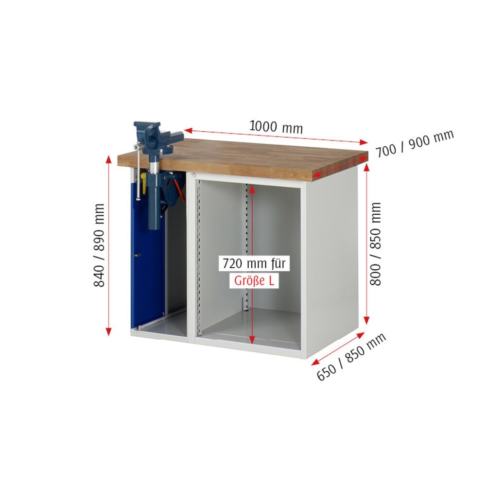N° de l'image du produit 6 : RAU Établi série 7000, 2 caissons, HxlxP 840 x 1 000 x 700 mm, 5 tiroirs 1 x 60 mm, 1 x 90 mm, 2 x 150 mm, 1 x 270 mm