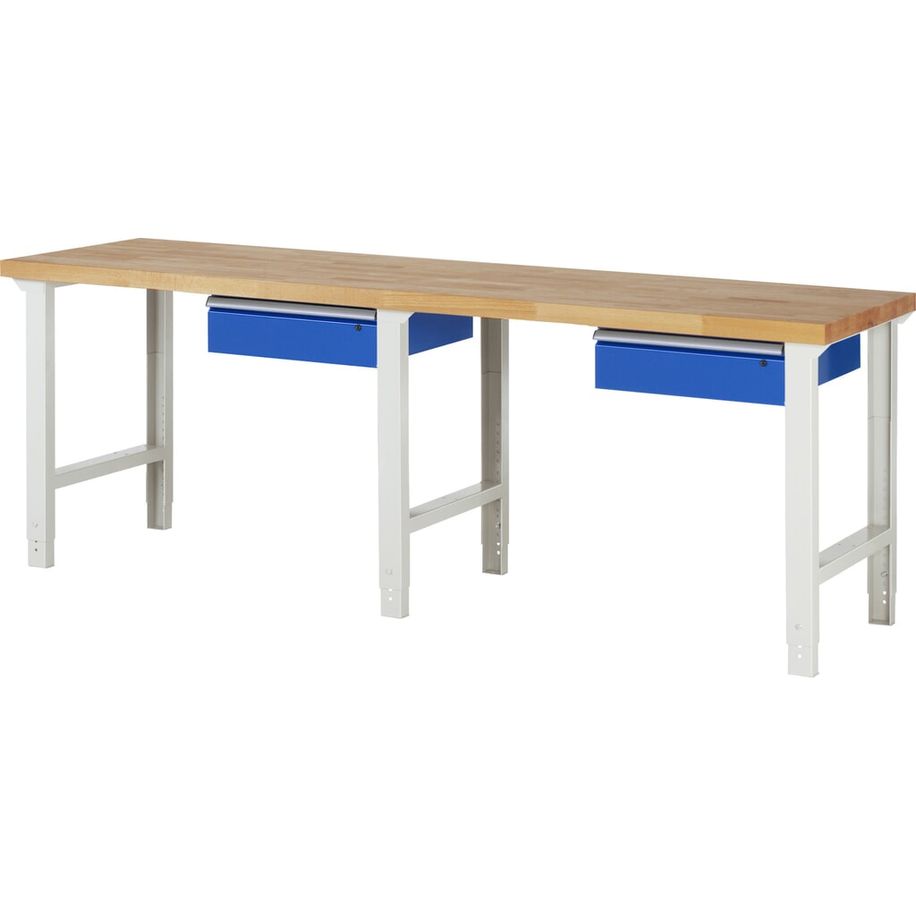 RAU Établi série 7000, HxlxP 790-1 140 x 2 500 x 700 mm, avec 2 tiroirs Illustration du produit: RAU Établi série 7000, HxlxP 790-1 140 x 2 500 x 700 mm, avec 2 tiroirs