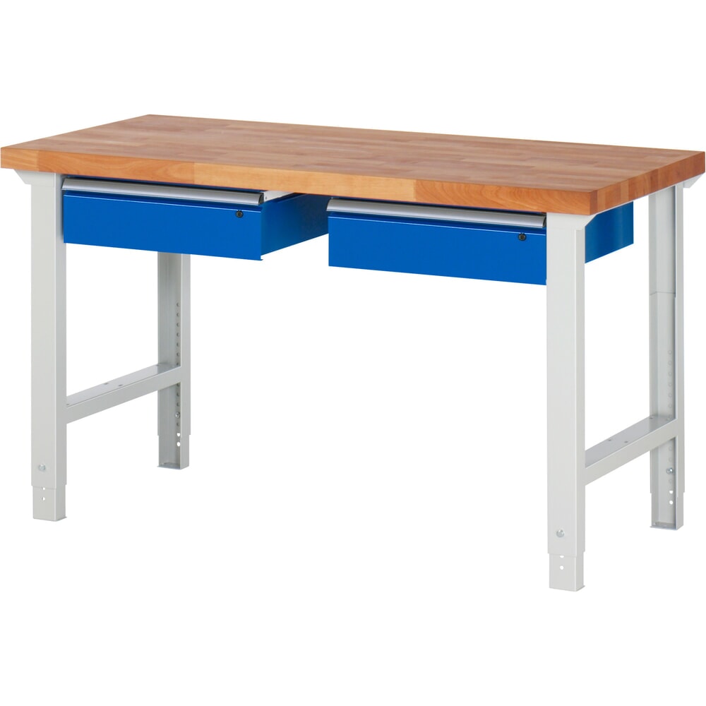 N° de l'image du produit 1 : RAU Établi série 7000, HxlxP 790-1 140 x 1 500 x 700 mm, 2 tiroirs 2 x 150 mm
