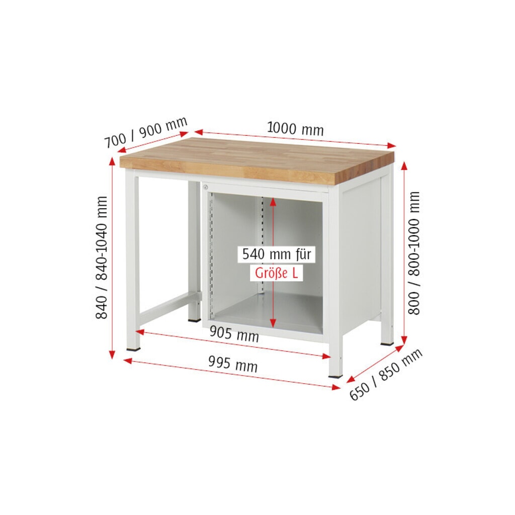 RAU Établi série 8000, HxlxP 840 x 1 000 x 700 mm, 5 tiroirs extractibles à 100 % 4 x 90, 1 x 180 mm, capacité de charge des tiroirs 100 kg N° de l'image du produit 6 : RAU Établi série 8000, HxlxP 840 x 1 000 x 700 mm, 5 tiroirs extractibles à 100 % 4 x 90, 1 x 180 mm, capacité de charge des tiroirs 100 kg