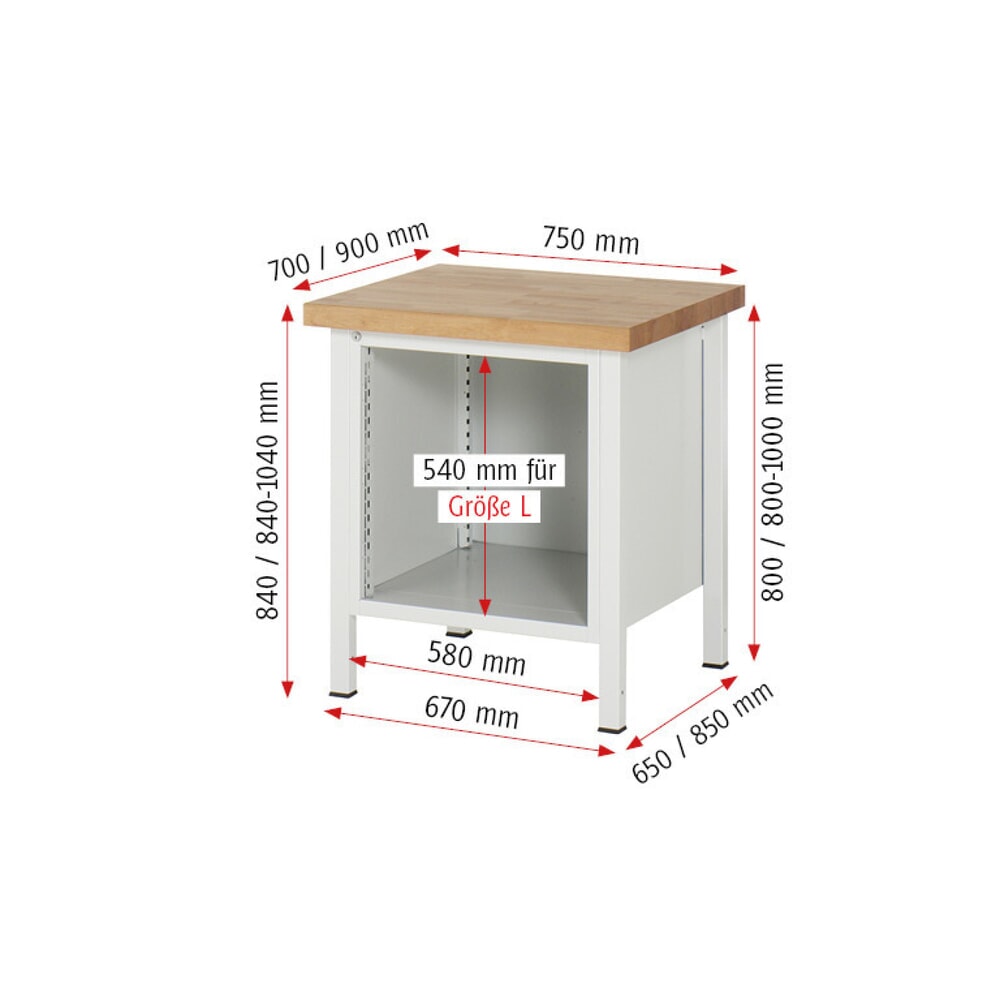 N° de l'image du produit 6 : RAU Établi série 8000, HxlxP 840 x 750 x 900 mm, 5 tiroirs extractibles à 90 % 4 x 90, 1 x 180 mm, capacité de charge des tiroirs 100 kg