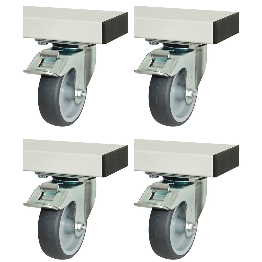 RAU Jeu de roulettes pour série adlatus 300/600, HxlxP 125 x 100 x 30 mm, 4 roues directrices avec dispositif de blocage Illustration du produit: RAU Jeu de roulettes pour série adlatus 300/600, HxlxP 125 x 100 x 30 mm, 4 roues directrices avec dispositif de blocage