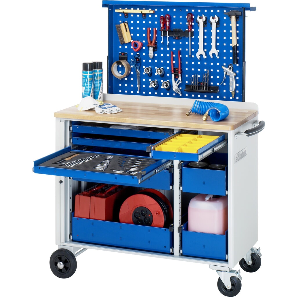 N° de l'image du produit 2 : RAU Panneau perforé escamotable pour chariot pour outils, plan de travail en hêtre
