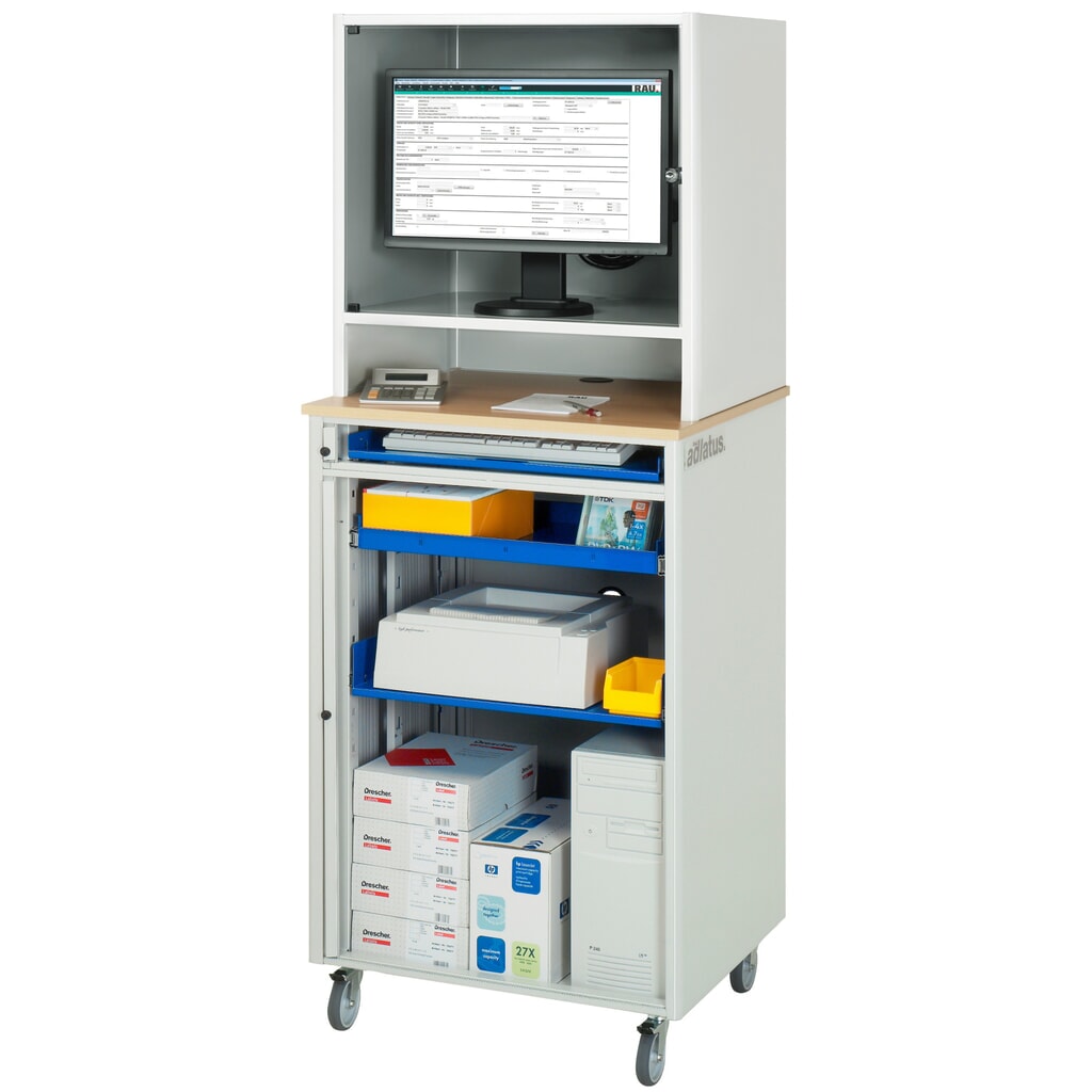 RAU Poste informatique, porte-clavier coulissant, 1 tiroir, mobile N° de l'image du produit 2 : RAU Poste informatique, porte-clavier coulissant, 1 tiroir, mobile
