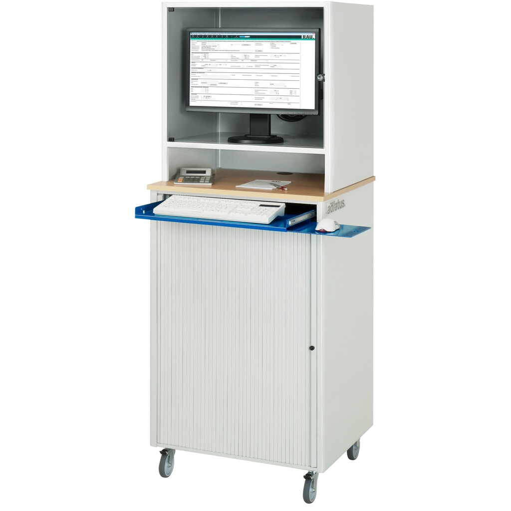 N° de l'image du produit 5 : RAU Poste informatique, porte-clavier coulissant, 1 tiroir, mobile