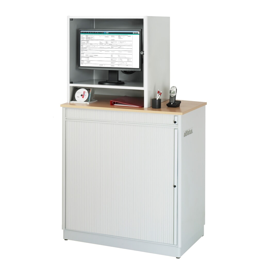 RAU Poste informatique, porte-clavier coulissant, 3 tiroirs, fixe N° de l'image du produit 2 : RAU Poste informatique, porte-clavier coulissant, 3 tiroirs, fixe