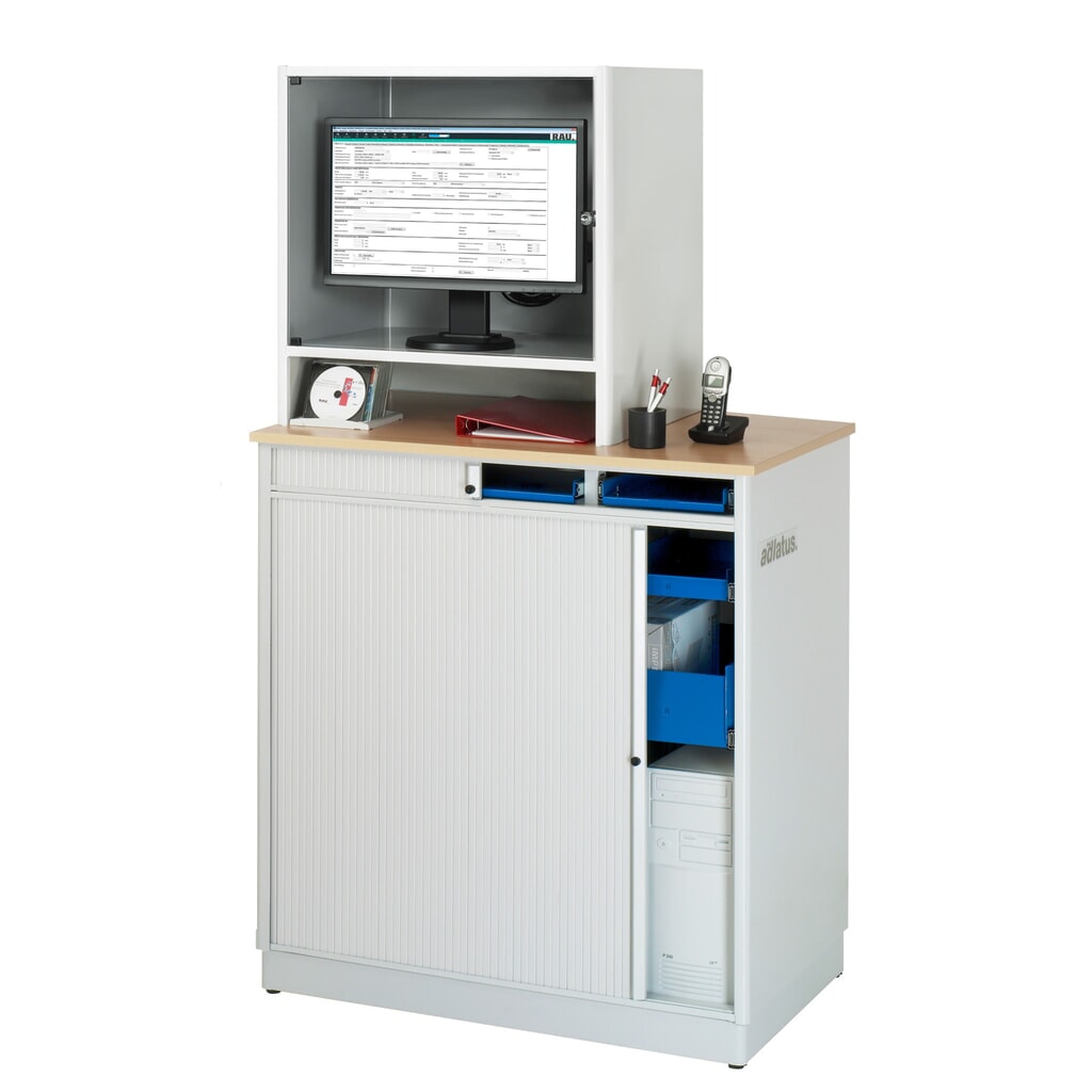 N° de l'image du produit 3 : RAU Poste informatique, porte-clavier coulissant, 3 tiroirs, fixe