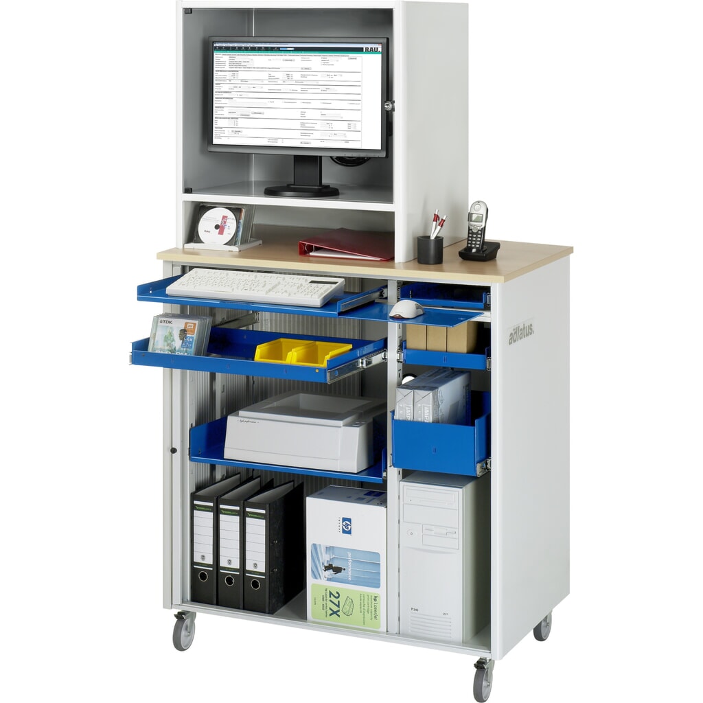 RAU Poste informatique, porte-clavier coulissant, 3 tiroirs, mobile Illustration du produit: RAU Poste informatique, porte-clavier coulissant, 3 tiroirs, mobile