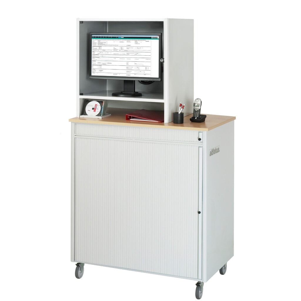 RAU Poste informatique, porte-clavier coulissant, 3 tiroirs, mobile N° de l'image du produit 2 : RAU Poste informatique, porte-clavier coulissant, 3 tiroirs, mobile
