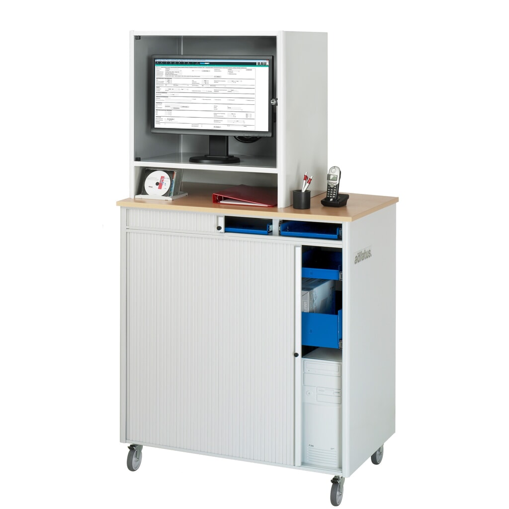 RAU Poste informatique, porte-clavier coulissant, 3 tiroirs, mobile N° de l'image du produit 3 : RAU Poste informatique, porte-clavier coulissant, 3 tiroirs, mobile