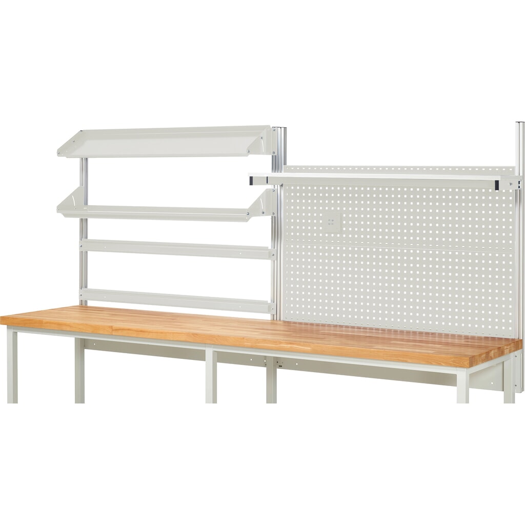 Module d’établi RAU, haut. x larg. x prof. 1 130 x 3 000 x 3 000 mm, avec 1 étagère, 2 rails de fixation, 2 surfaces métalliques inclinables et 1 support pour écran plat, kit complet 05 pour largeur de produit 3 000 mm N° de l'image du produit 2 : Module d’établi RAU, haut. x larg. x prof. 1 130 x 3 000 x 3 000 mm, avec 1 étagère, 2 rails de fixation, 2 surfaces métalliques inclinables et 1 support pour écran plat, kit complet 05 pour largeur de produit 3 000 mm