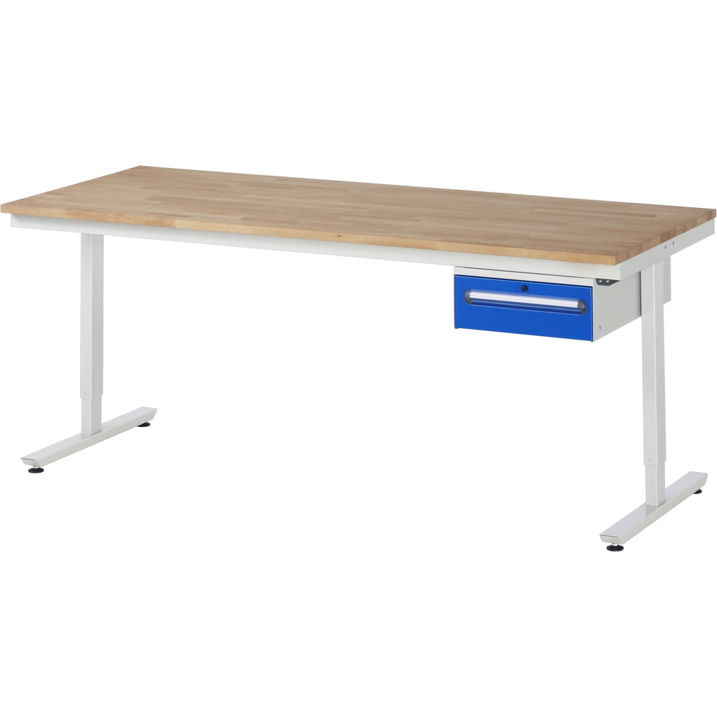 N° de l'image du produit 6 : RAU Table de travail à réglage électrique de la hauteur Série adlatus 300, HxlxP 720-1 120 x 1 000 x 1 000 mm, plan de travail avec revêtement en tôle d’acier