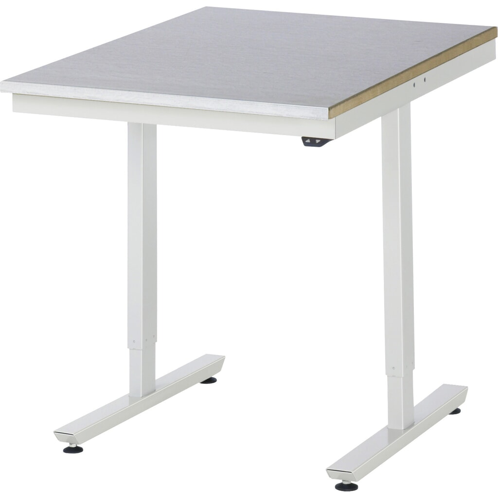 Illustration du produit: RAU Table de travail à réglage électrique de la hauteur Série adlatus 300, HxlxP 720-1 120 x 750 x 1 000 mm, plan de travail avec revêtement en tôle d’acier