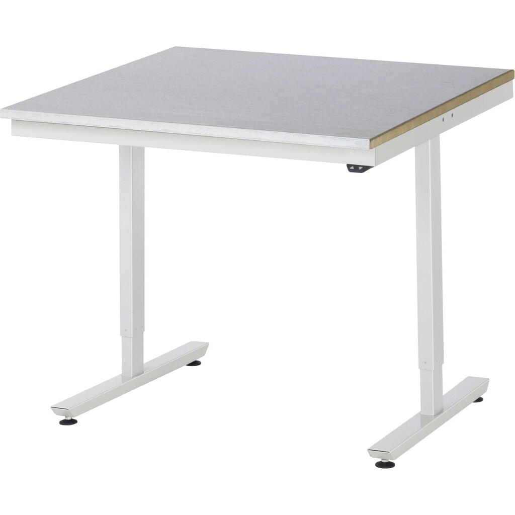 Illustration du produit: RAU Table de travail à réglage électrique de la hauteur Série adlatus 300, HxlxP 720-1 120 x 1 000 x 1 000 mm, plan de travail avec revêtement en tôle d’acier