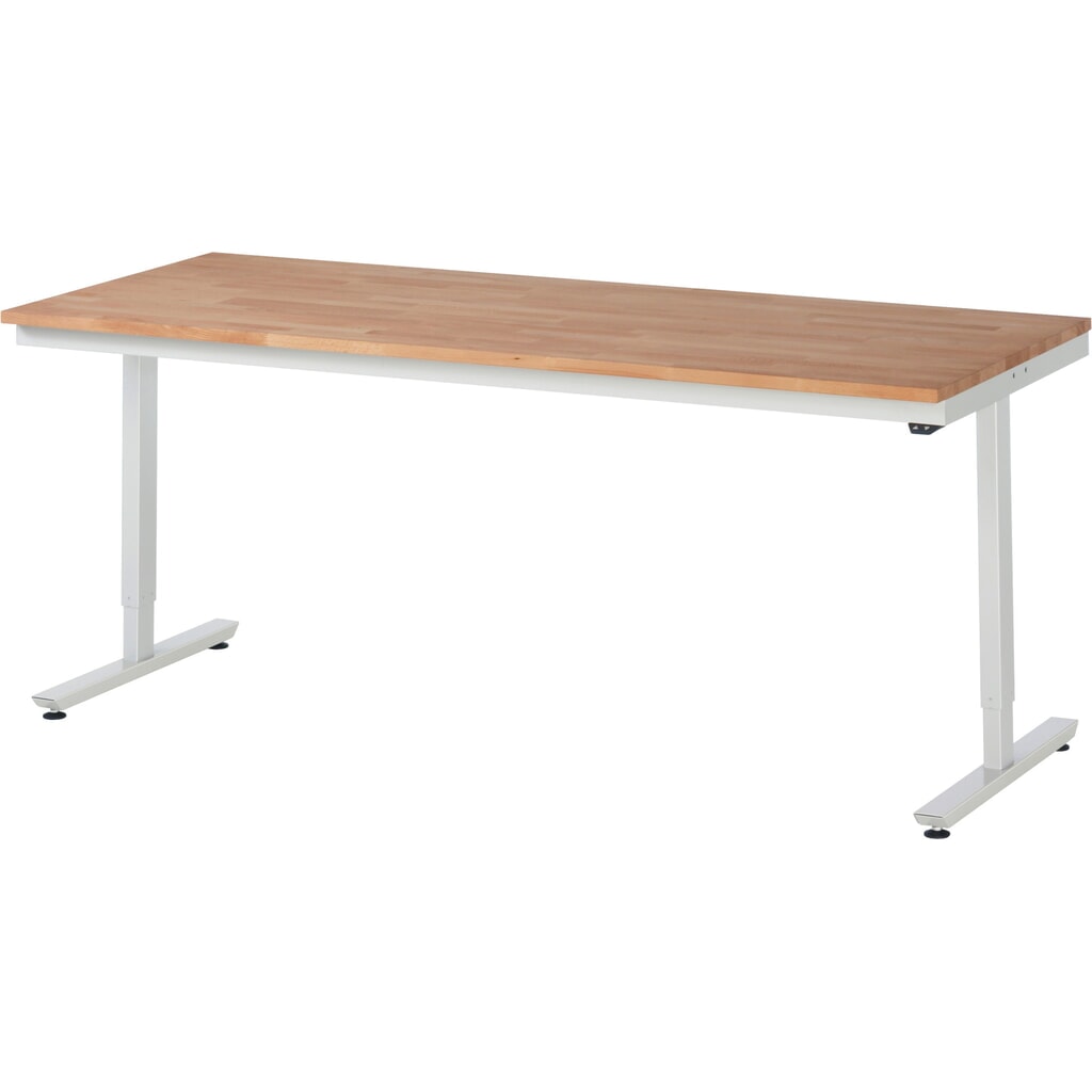 RAU Table de travail à réglage électrique de la hauteur Série adlatus 300, HxlxP 720-1 120 x 2 000 x 800 mm, plan de travail en hêtre massif Illustration du produit: RAU Table de travail à réglage électrique de la hauteur Série adlatus 300, HxlxP 720-1 120 x 2 000 x 800 mm, plan de travail en hêtre massif