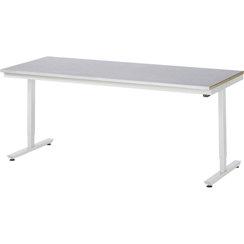 RAU Table de travail à réglage électrique de la hauteur Série adlatus 300, HxlxP 720-1 120 x 2 000 x 800 mm, plan de travail avec revêtement en tôle d’acier inoxydable Illustration du produit: RAU Table de travail à réglage électrique de la hauteur Série adlatus 300, HxlxP 720-1 120 x 2 000 x 800 mm, plan de travail avec revêtement en tôle d’acier inoxydable