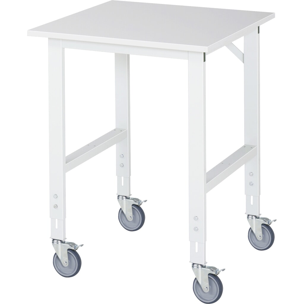 Illustration du produit: RAU Table de travail mobile réglable en hauteur Série TOM, hauteur 910-1 230 mm, lxP 750 x 800 mm, plan de travail avec revêtement en mélamine