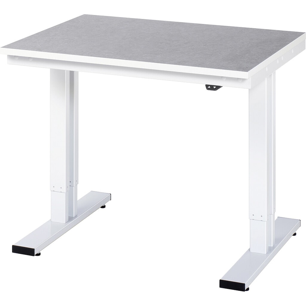 Illustration du produit: RAU Table pour poste de travail à réglage électrique de la hauteur série adlatus 300, HxlxP 720-1 120 x 1 000 x 800 mm, plan de travail en revêtement linoléum / universel