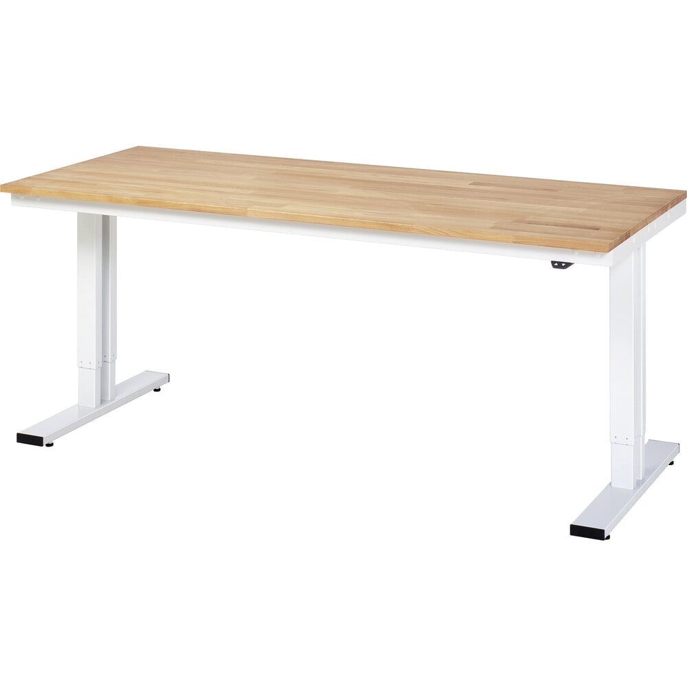 Illustration du produit: RAU Table pour poste de travail à réglage électrique de la hauteur série adlatus 300, HxlxP 720-1 120 x 2 000 x 800 mm, plan de travail en hêtre massif