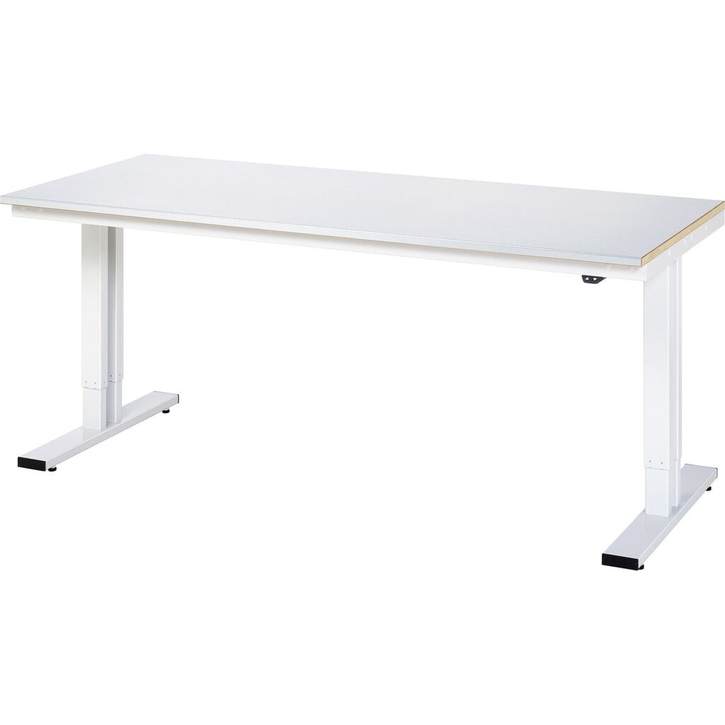 N° de l'image du produit 1 : RAU Table pour poste de travail à réglage électrique de la hauteur série adlatus 300, HxlxP 720-1 120 x 2 000 x 800 mm, plan de travail recouvert de tôle d’acier