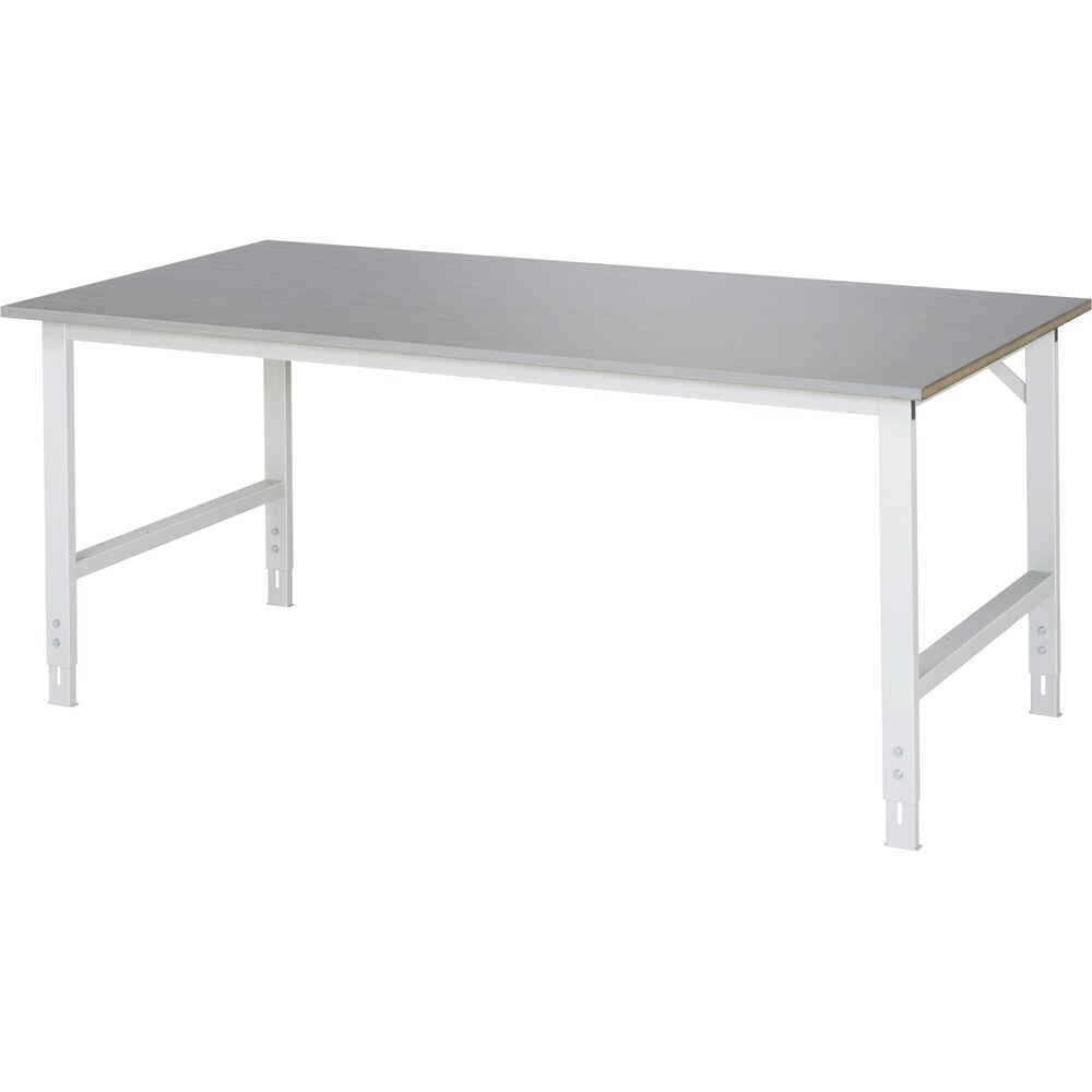 Illustration du produit: RAU Table pour poste de travail réglable en hauteur série TOM, HxlxP 760-1 080 x 2 000 x 1 000 mm, plan de travail en tôle d’acier inoxydable