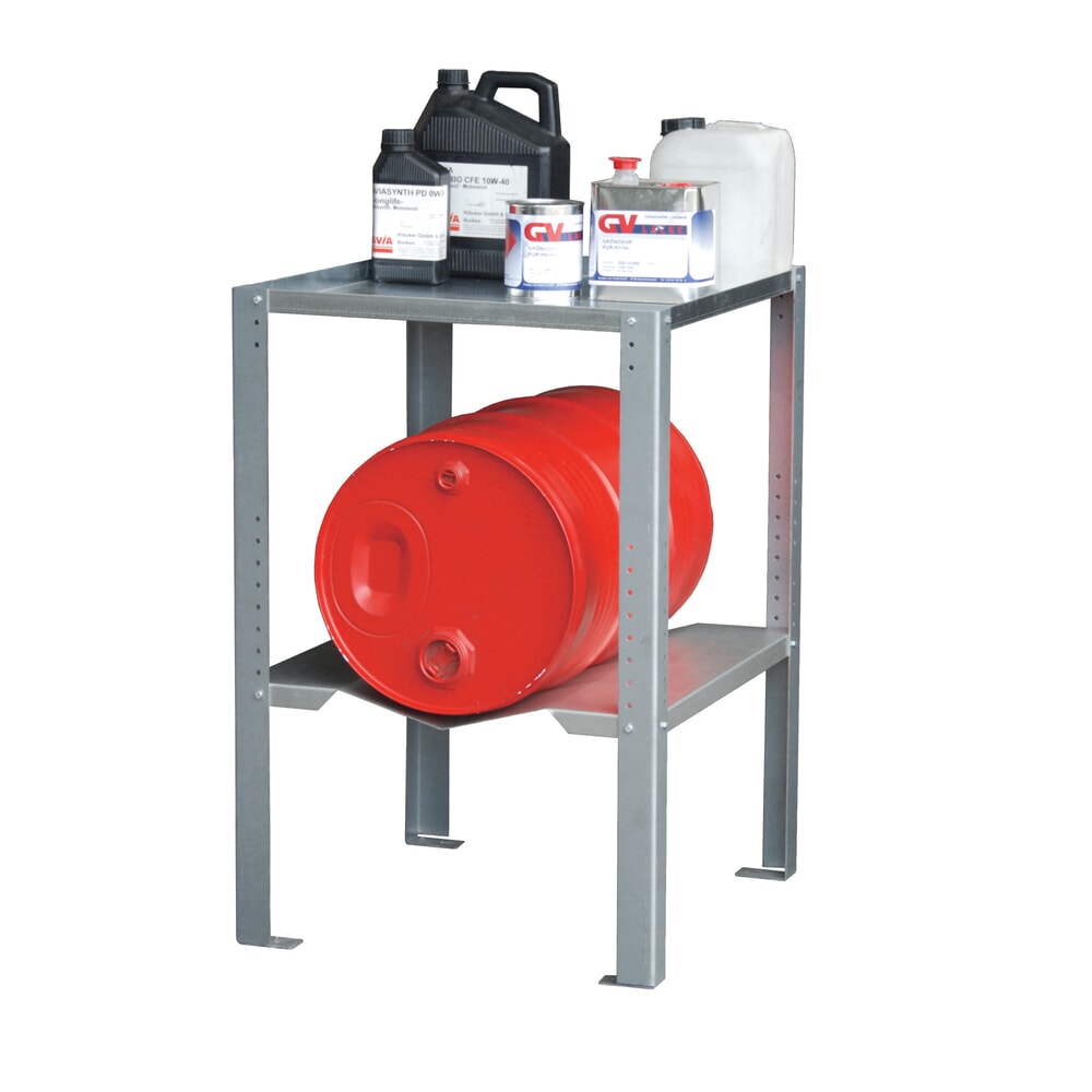 Illustration du produit: Rayonnage à conteneur pour bacs collecteurs, 1 support pour fûts 60 l, 1 étagère