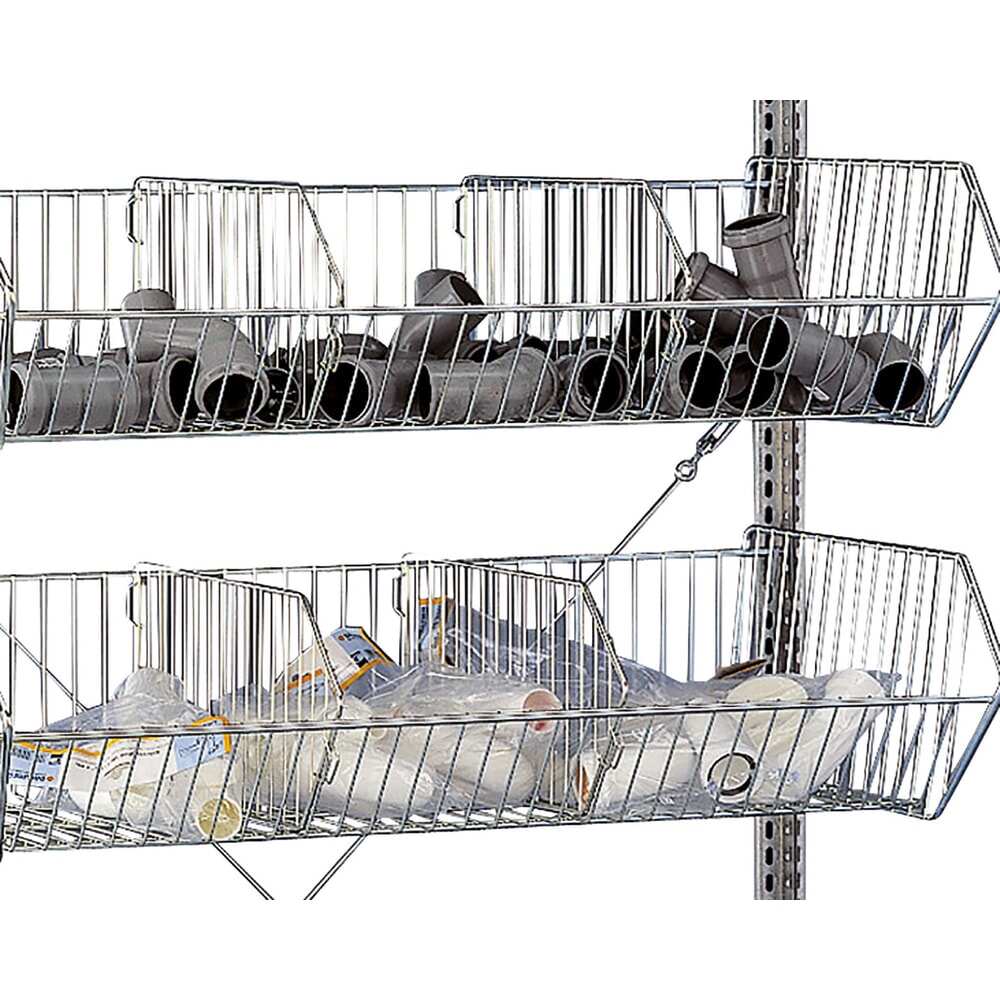 N° de l'image du produit 2 : Rayonnage à tablettes SCHULTE avec paniers à mailles grossières, travée de base, HxlxP 2 000 x 1 000 x 500 mm, CT 150 kg