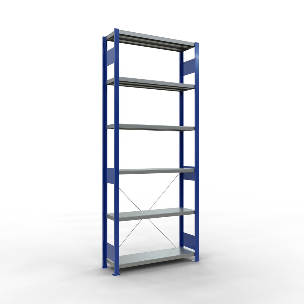 SCHULTE Rayonnage à tablettes, bleu gentiane / galvanisé, charge par tablette 330 kg, HxlxP 2 500 x 1 060 x 336 mm Illustration du produit: SCHULTE Rayonnage à tablettes, bleu gentiane / galvanisé, charge par tablette 330 kg, HxlxP 2 500 x 1 060 x 336 mm