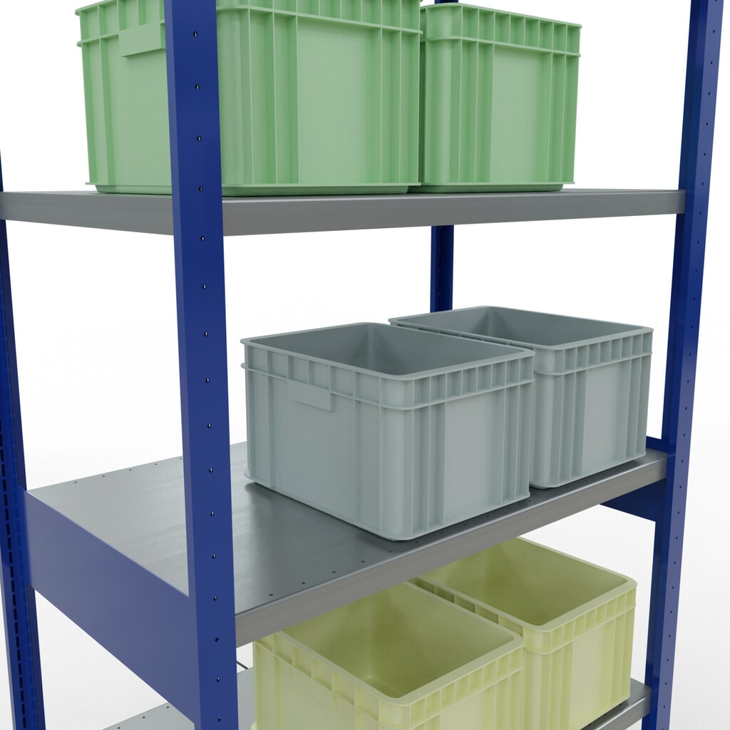 SCHULTE Rayonnage à tablettes, bleu gentiane / galvanisé, charge par tablette 330 kg, HxlxP 2 500 x 1 060 x 636 mm N° de l'image du produit 4 : SCHULTE Rayonnage à tablettes, bleu gentiane / galvanisé, charge par tablette 330 kg, HxlxP 2 500 x 1 060 x 636 mm