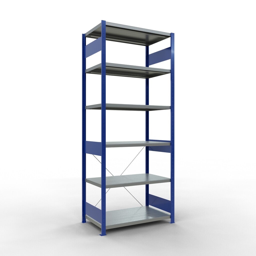 Illustration du produit: SCHULTE Rayonnage à tablettes, bleu gentiane / galvanisé, charge par tablette 330 kg, HxlxP 2 500 x 1 060 x 636 mm