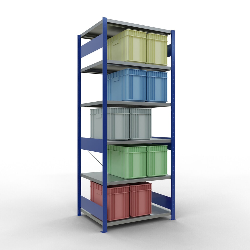 N° de l'image du produit 3 : SCHULTE Rayonnage à tablettes, bleu gentiane / galvanisé, charge par tablette 330 kg, HxlxP 2 500 x 1 060 x 836 mm