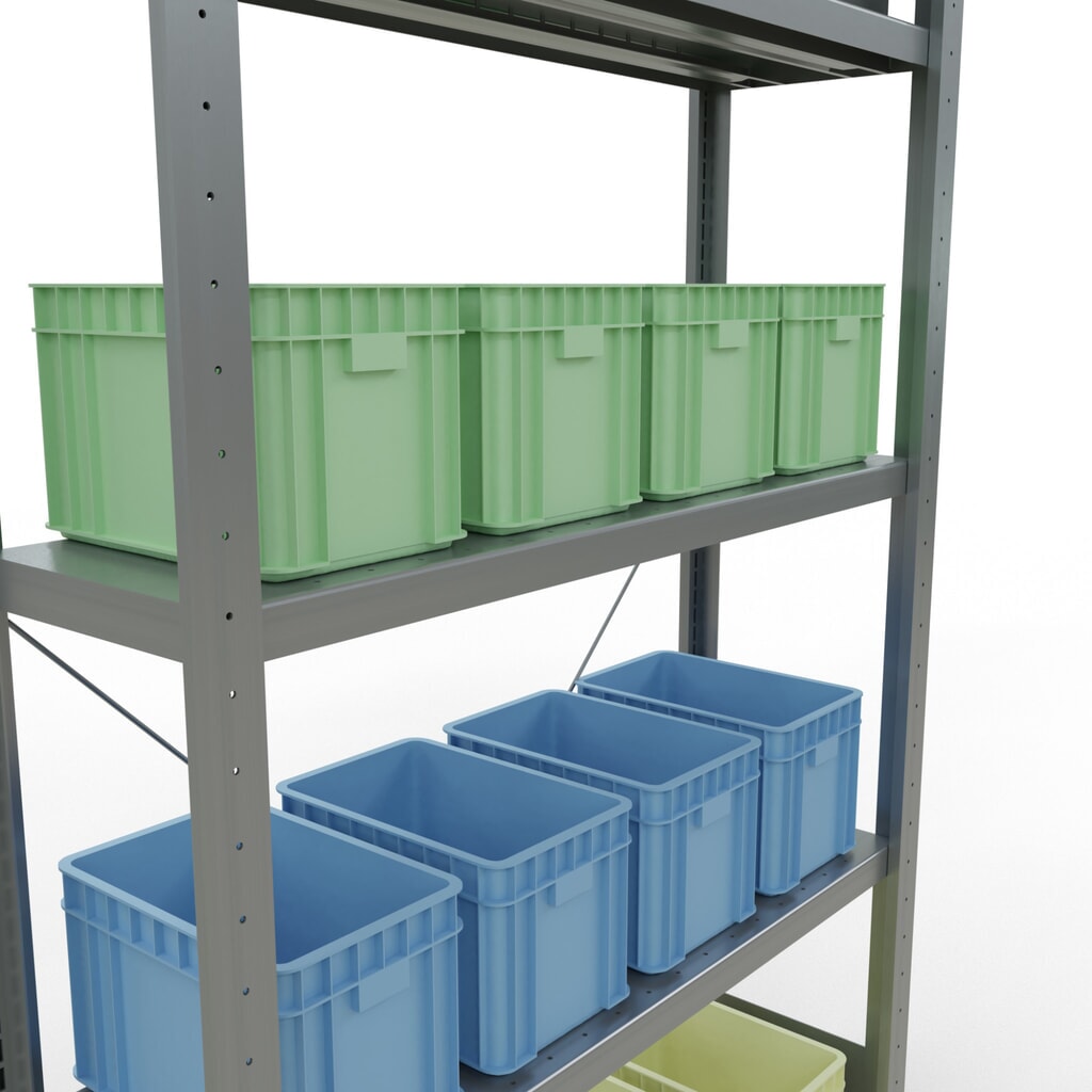 N° de l'image du produit 4 : SCHULTE Rayonnage à tablettes galvanisé avec 5 tablettes en tôle d’acier, charge par tablette 330 kg, HxlxP 2 000 x 1 060 x 336 mm
