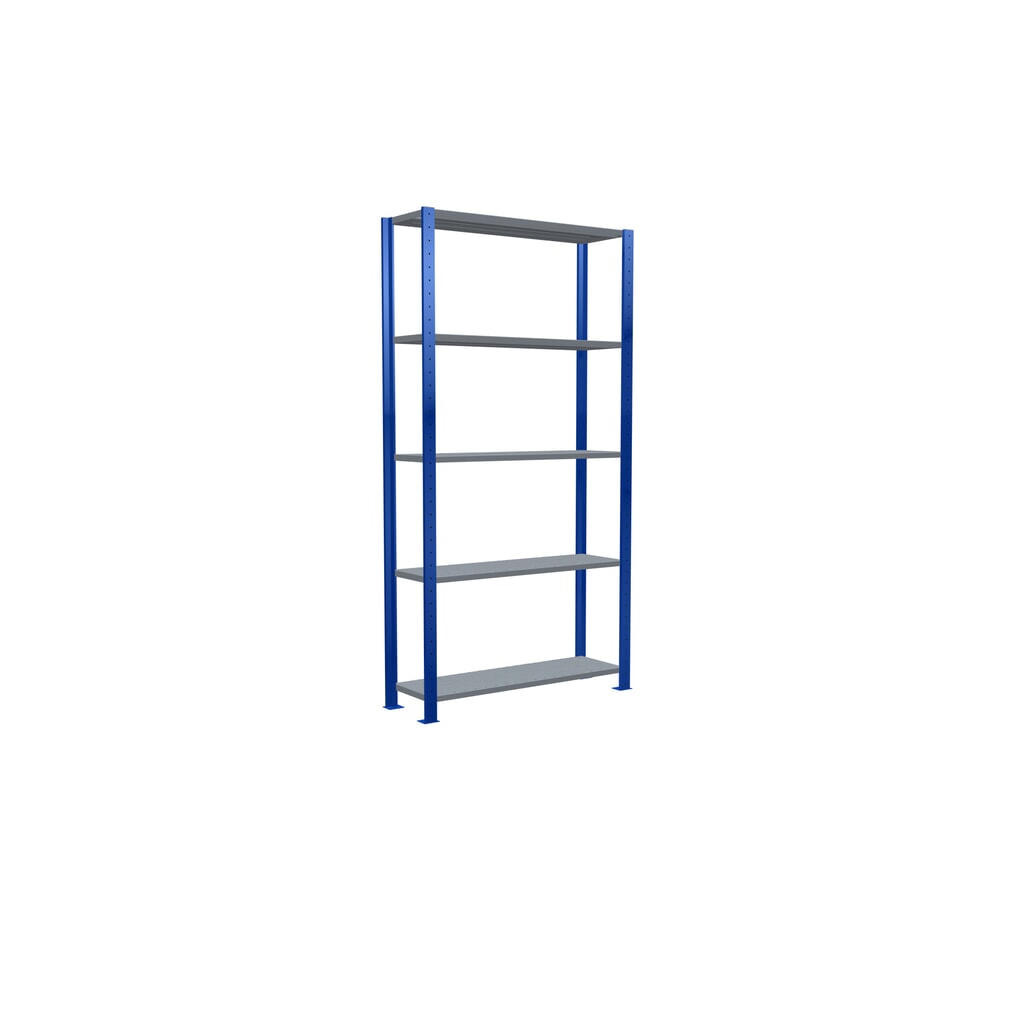 SCHULTE Rayonnage à tablettes, bleu gentiane / galvanisé, avec 5 tablettes en tôle d’acier, charge par tablette 330 kg, HxlxP 2 000 x 1 060 x 336 mm N° de l'image du produit 2 : SCHULTE Rayonnage à tablettes, bleu gentiane / galvanisé, avec 5 tablettes en tôle d’acier, charge par tablette 330 kg, HxlxP 2 000 x 1 060 x 336 mm