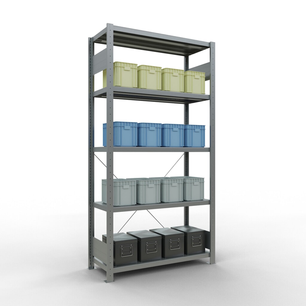 SCHULTE Rayonnage à tablettes galvanisé avec 5 tablettes en tôle d’acier, charge par tablette 330 kg, HxlxP 2 000 x 1 060 x 436 mm N° de l'image du produit 3 : SCHULTE Rayonnage à tablettes galvanisé avec 5 tablettes en tôle d’acier, charge par tablette 330 kg, HxlxP 2 000 x 1 060 x 436 mm