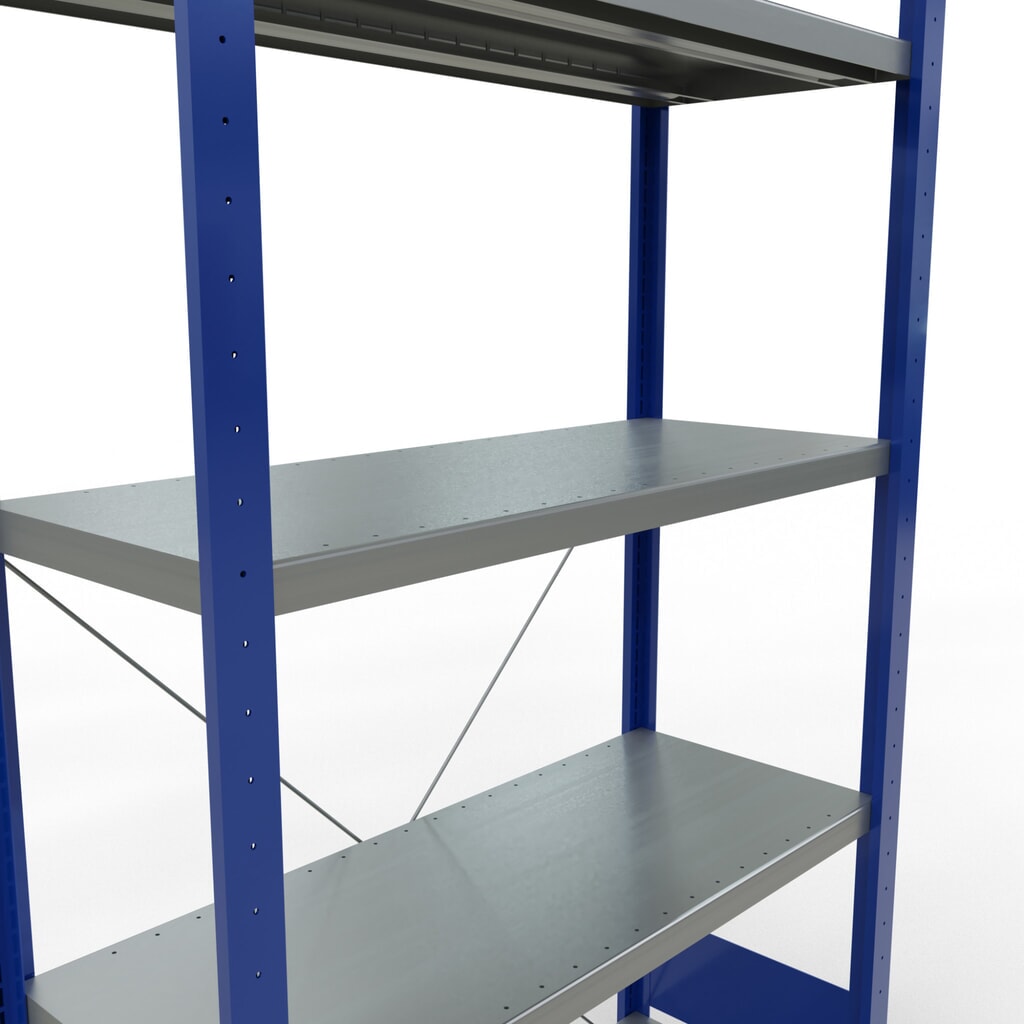 N° de l'image du produit 5 : SCHULTE Rayonnage à tablettes, bleu gentiane / galvanisé, avec 5 tablettes en tôle d’acier, charge par tablette 330 kg, HxlxP 2 000 x 1 060 x 436 mm