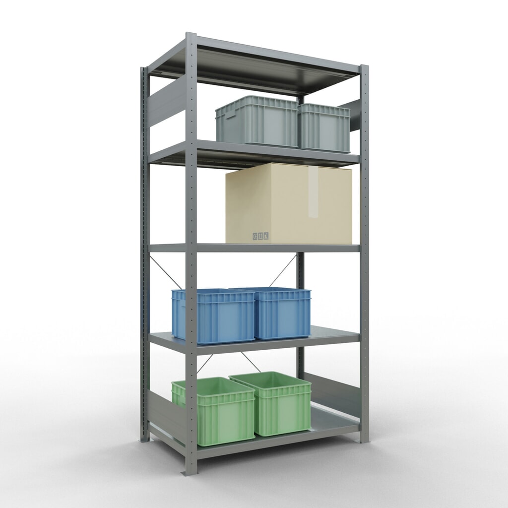 SCHULTE Rayonnage à tablettes galvanisé avec 5 tablettes en tôle d’acier, charge par tablette 330 kg, HxlxP 2 000 x 1 060 x 636 mm N° de l'image du produit 3 : SCHULTE Rayonnage à tablettes galvanisé avec 5 tablettes en tôle d’acier, charge par tablette 330 kg, HxlxP 2 000 x 1 060 x 636 mm