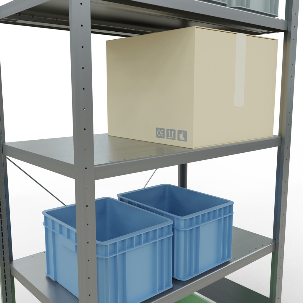 N° de l'image du produit 4 : SCHULTE Rayonnage à tablettes galvanisé avec 5 tablettes en tôle d’acier, charge par tablette 330 kg, HxlxP 2 000 x 1 060 x 636 mm