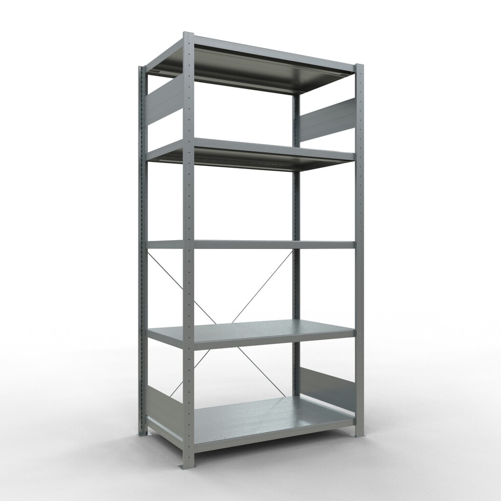 Illustration du produit: SCHULTE Rayonnage à tablettes galvanisé avec 5 tablettes en tôle d’acier, charge par tablette 330 kg, HxlxP 2 000 x 1 060 x 636 mm