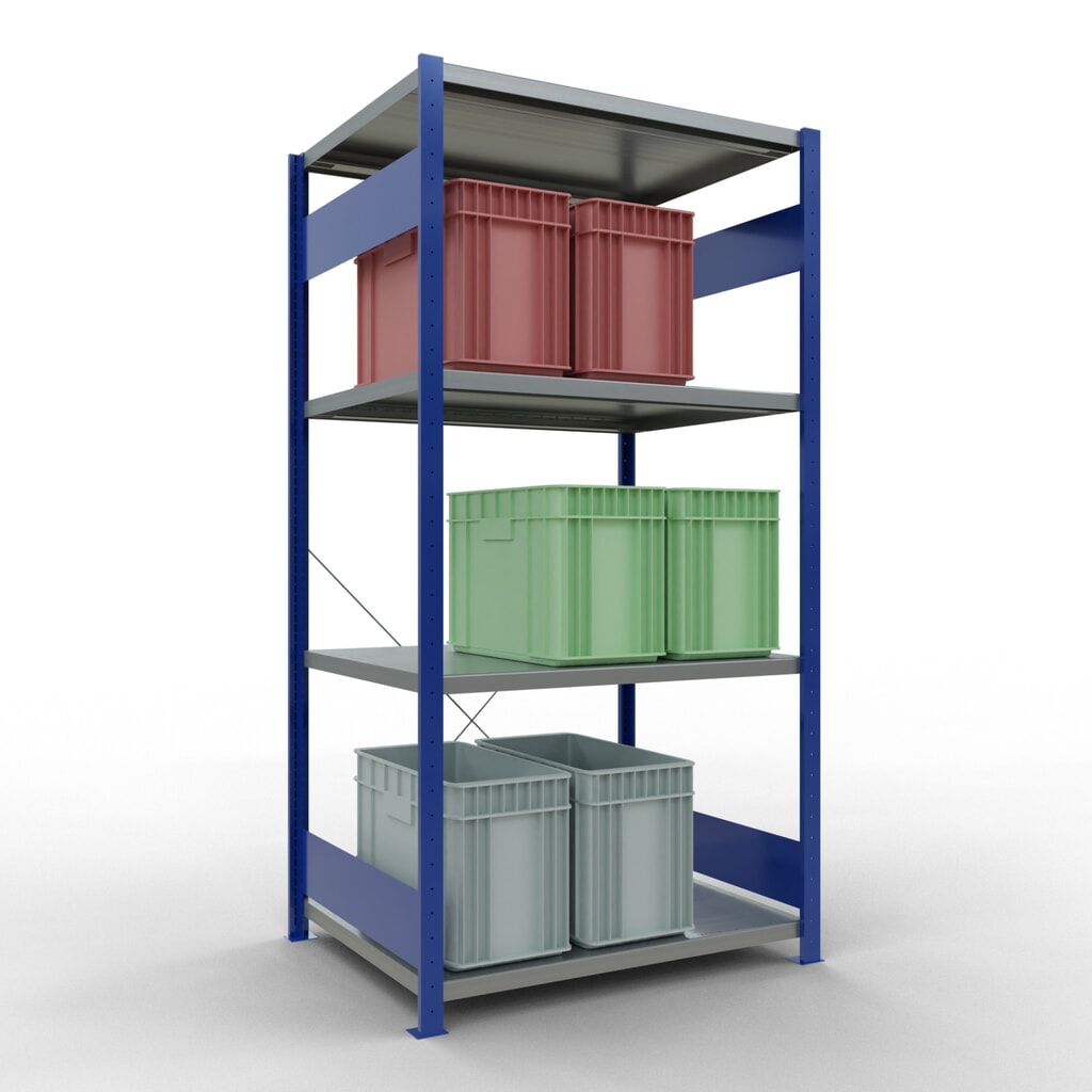 SCHULTE Rayonnage à tablettes, bleu gentiane / galvanisé, avec 5 tablettes en tôle d’acier, charge par tablette 330 kg, HxlxP 2 000 x 1 060 x 836 mm N° de l'image du produit 3 : SCHULTE Rayonnage à tablettes, bleu gentiane / galvanisé, avec 5 tablettes en tôle d’acier, charge par tablette 330 kg, HxlxP 2 000 x 1 060 x 836 mm