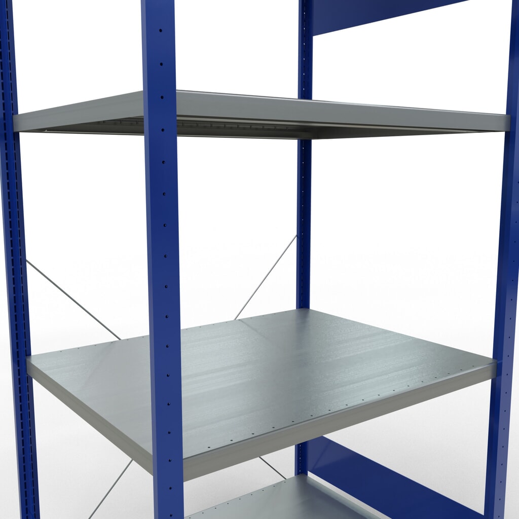 SCHULTE Rayonnage à tablettes, bleu gentiane / galvanisé, avec 5 tablettes en tôle d’acier, charge par tablette 330 kg, HxlxP 2 000 x 1 060 x 836 mm N° de l'image du produit 5 : SCHULTE Rayonnage à tablettes, bleu gentiane / galvanisé, avec 5 tablettes en tôle d’acier, charge par tablette 330 kg, HxlxP 2 000 x 1 060 x 836 mm