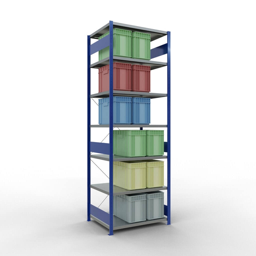 SCHULTE Rayonnage à tablettes, bleu gentiane / galvanisé, charge par tablette 330 kg, HxlxP 3 000 x 1 060 x 836 mm N° de l'image du produit 3 : SCHULTE Rayonnage à tablettes, bleu gentiane / galvanisé, charge par tablette 330 kg, HxlxP 3 000 x 1 060 x 836 mm