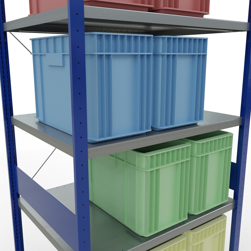N° de l'image du produit 4 : SCHULTE Rayonnage à tablettes, bleu gentiane / galvanisé, charge par tablette 330 kg, HxlxP 3 000 x 1 060 x 836 mm