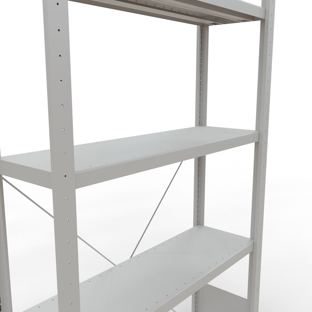 N° de l'image du produit 5 : SCHULTE Rayonnage à tablettes gris clair avec 5 tablettes en tôle d’acier, charge par tablette 330 kg, HxlxP 2 000 x 1 060 x 336 mm