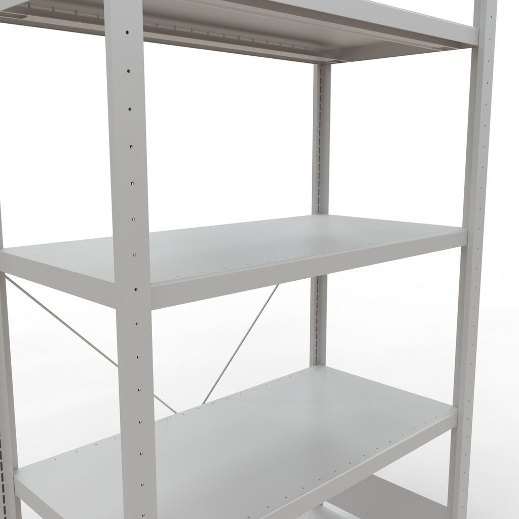 N° de l'image du produit 5 : SCHULTE Rayonnage à tablettes gris clair avec 5 tablettes en tôle d’acier, charge par tablette 330 kg, HxlxP 2 000 x 1 060 x 536 mm