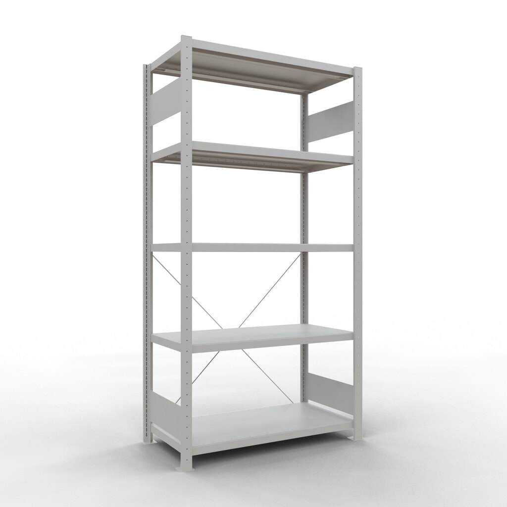Illustration du produit: SCHULTE Rayonnage à tablettes gris clair avec 5 tablettes en tôle d’acier, charge par tablette 330 kg, HxlxP 2 000 x 1 060 x 536 mm