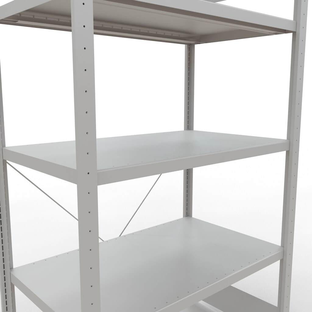 SCHULTE Rayonnage à tablettes gris clair avec 5 tablettes en tôle d’acier, charge par tablette 330 kg, HxlxP 2 000 x 1 060 x 636 mm N° de l'image du produit 5 : SCHULTE Rayonnage à tablettes gris clair avec 5 tablettes en tôle d’acier, charge par tablette 330 kg, HxlxP 2 000 x 1 060 x 636 mm