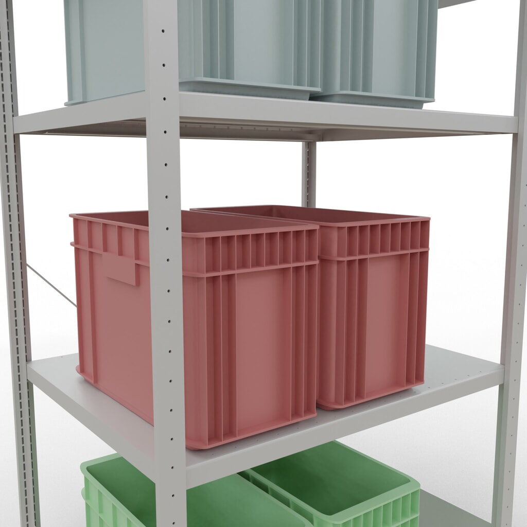 N° de l'image du produit 4 : SCHULTE Rayonnage à tablettes gris clair avec 5 tablettes en tôle d’acier, charge par tablette 330 kg, HxlxP 2 000 x 1 060 x 836 mm