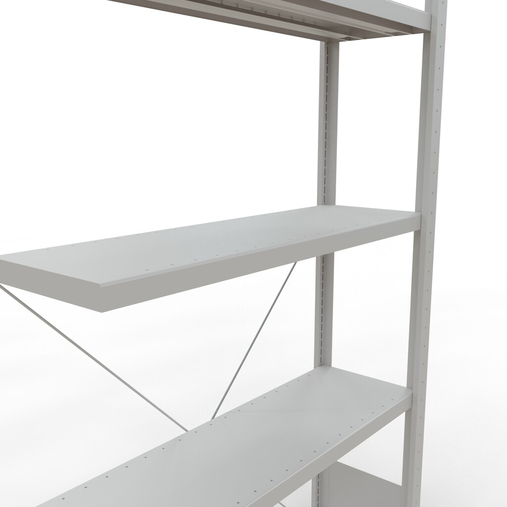 N° de l'image du produit 5 : Rayonnage à tablettes SCHULTE, système à emboîter, travée auxiliaire, charge par tablette 330 kg, gris clair, HxlxP 2000 x 1000 x 300 mm